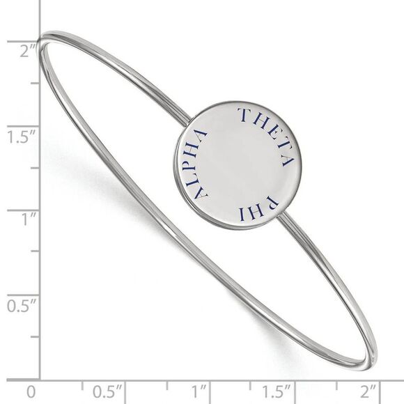 Sterling Silver Theta Phi Alpha Enamel Blue Letters Bangle - 8 in. - Picture 2 of 3